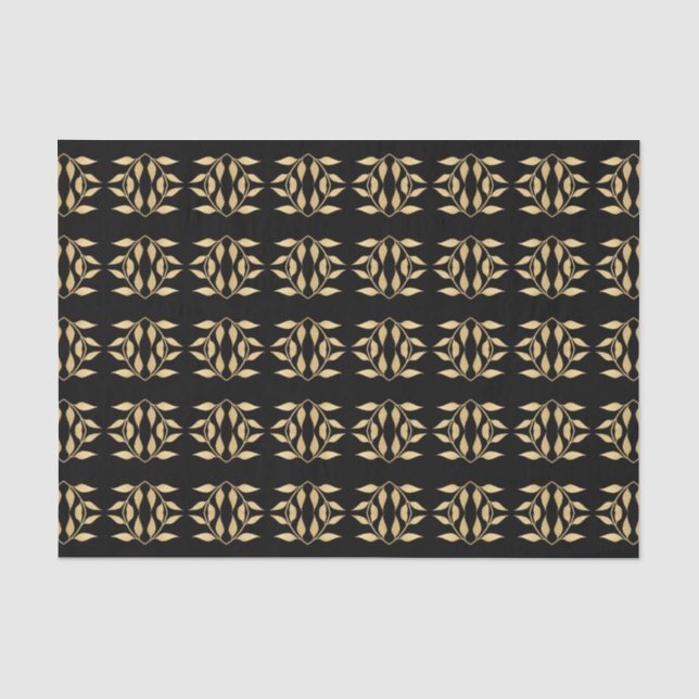Glam Black Gold Abstrakt Grafik Muster Seidenpapier (Vorderseite)