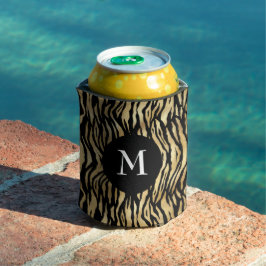 Glam Black Gold Animal Print Muster Cool Monogram Dosenkühler