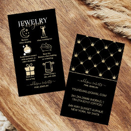 Glam Black Gold Crown Jewelry Care Visitenkarte