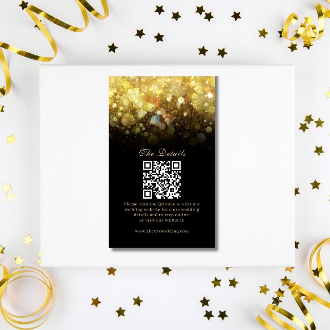 Glam Black Gold Glitzer Moderne Hochzeit Begleitkarte ( Glam Black Gold Glitter Modern Wedding  Enclosure Card )