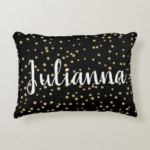 Glam Black Gold Holiday Dot Muster Personalisiert Dekokissen