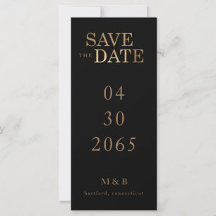 Glam Black & Gold Monogram Speichern Sie das Datum
