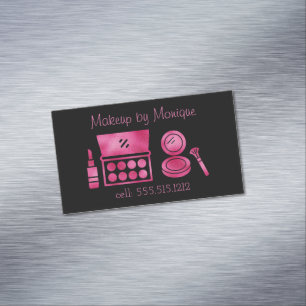 Glam Black & Hot Pink Makeup Artist Magnetische Visitenkarte