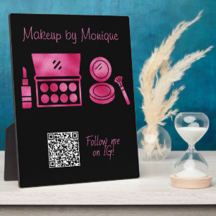 Glam Black & Hot Pink Makeup Artist QR Code Fotoplatte