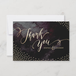 Glam Black Imitats Gold Glitzer Kalligraphie Viele Dankeskarte