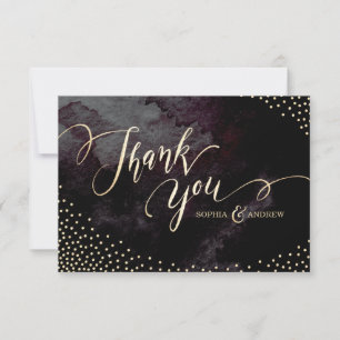 Glam Black Imitats Gold Glitzer Kalligraphie Viele Dankeskarte