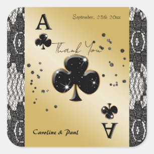 Glam Black Lace Ass of Clubs Quadratischer Gefalle Aufkleber