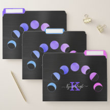 Glam Black Moon Phases Pastellmonogramm Name