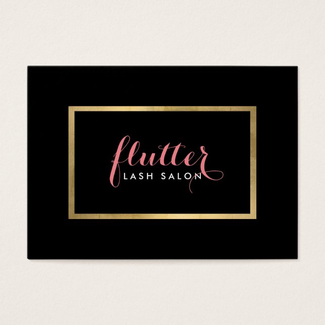 Glam Black Pink Gold Lash Salon Aftercare Card (Vorderseite)