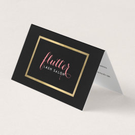 Glam Black Pink Gold Lash Salon Aftercare Visitenkarten