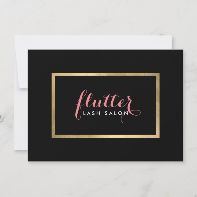 Glam Black Pink Gold Lash Salon Geschenkgutschein (Vorderseite)