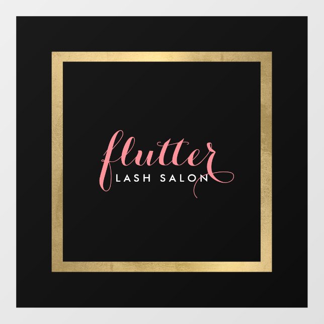 Glam Black Pink Gold Salon, Boutique Fensteraufkleber (Blatt)