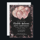 Glam Black Pink Rose Gold Glitzer Ballon Geburtsta Einladung<br><div class="desc">Modern Glam Pink Rose Gold Schwarzer Glitzer Sparkle Ballon Elegant Stilvolle Einladung zum Geburtstag</div>