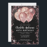 Glam Black Pink Rose Gold Glitzer Ballon Geburtsta Einladung<br><div class="desc">Modern Glam Pink Rose Gold Schwarzer Glitzer Sparkle Ballon Elegant Stilvolle Einladung zum Geburtstag</div>