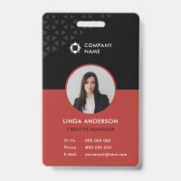 Glam Black Red Employee Foto ID Abstraktes Muster