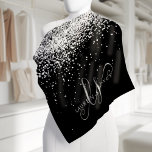 Glam Black Silver Glitter Monogram Name Halstuch<br><div class="desc">Glam Black Silver Glitter Elegant Monogram Bandana. Easily personalize this trendy chic bandana design featuring elegant silver sparkling glitter on a black background. The design features your handwritten script monogram with pretty swirls and name.</div>