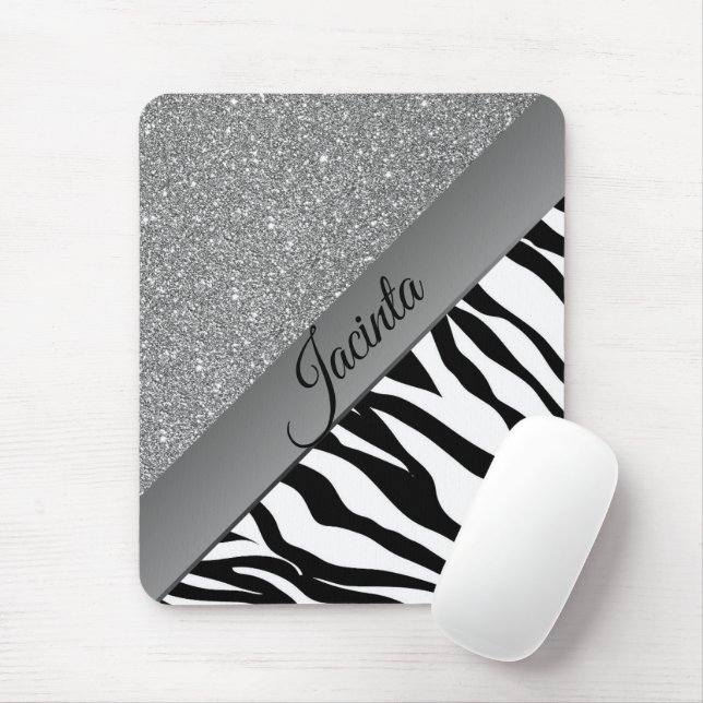 Glam Black und White Zebra Mousepad (Mit Mouse)