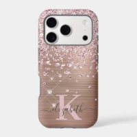 Glam Bling Rose Gold Diamond Confetti Mit Monogram