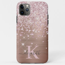 Glam Bling Rose Gold Diamond Confetti Mit Monogram Case-Mate iPhone Hülle