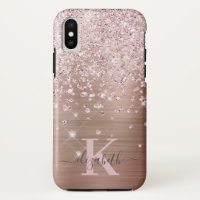 Glam Bling Rose Gold Diamond Confetti Mit Monogram