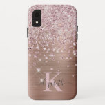 Glam Bling Rose Gold Diamond Confetti Mit Monogram Case-Mate iPhone Hülle<br><div class="desc">Elegant,  Glam,  Girly Shiny Imitats Rose Gold Diamant Konfetti i i Handy Gehäuse. Die Imitate Rose Gold gebürstete Metall Hintergrund,  mit rosa Rosengold und weiße Diamanten Konfetti gepunktete. Personalisieren Sie mit Ihrem Namen und Monogramm Initial. Bitte beachten Sie: dieses Design ist ein gedruckter Foto-Effekt ohne echten Glitzer und Juwel.</div>