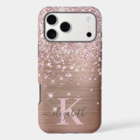 Glam Bling Roségold-Diamant-Konfetti mit Monogramm