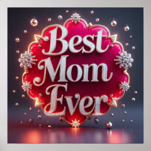 Glam Bling Silver Gold Beste Mama je Poster