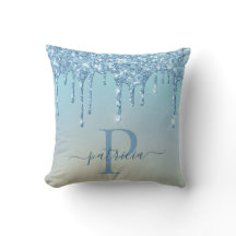Glam Blue Glitzer Tropfen Elegante Monogram