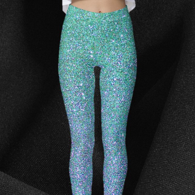 Glam Blue Green und Lila Glitzer Leggings (Von Creator hochgeladen)