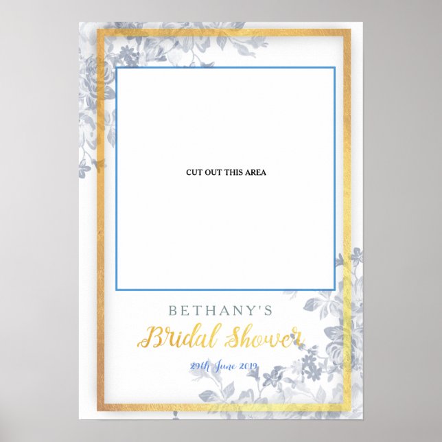 Glam Blume Gold Brautparty Cut Foto Stand Poster (Vorne)