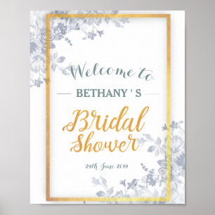Glam Blume Gold Frame Brautparty-Zeichen Poster