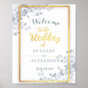 Glam Blume Gold Frame Wedding Willkommenszeichen Poster
