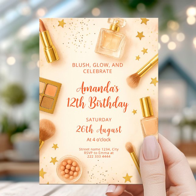 Glam Blush and Glow Birthday Party Einladung (Von Creator hochgeladen)