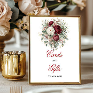 Glam Blush Burgundy Karten und Geschenke Tischschi Poster