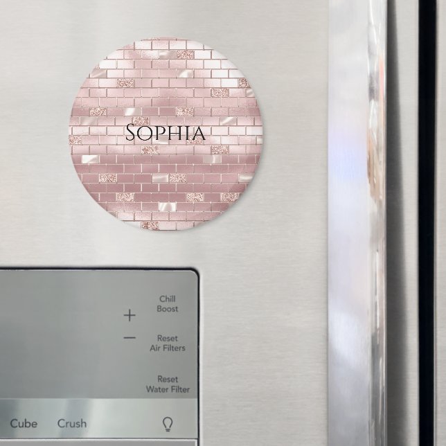 Glam Blush Pink Bricks Magnet (In Situ (Kühlschrank))