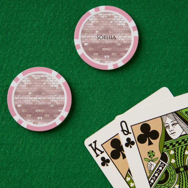 Glam Blush Pink Bricks Pokerchips (Pokertisch (doppelt))