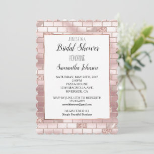 Glam Blush Pink Glitter Ziegel Brautparty Einladung