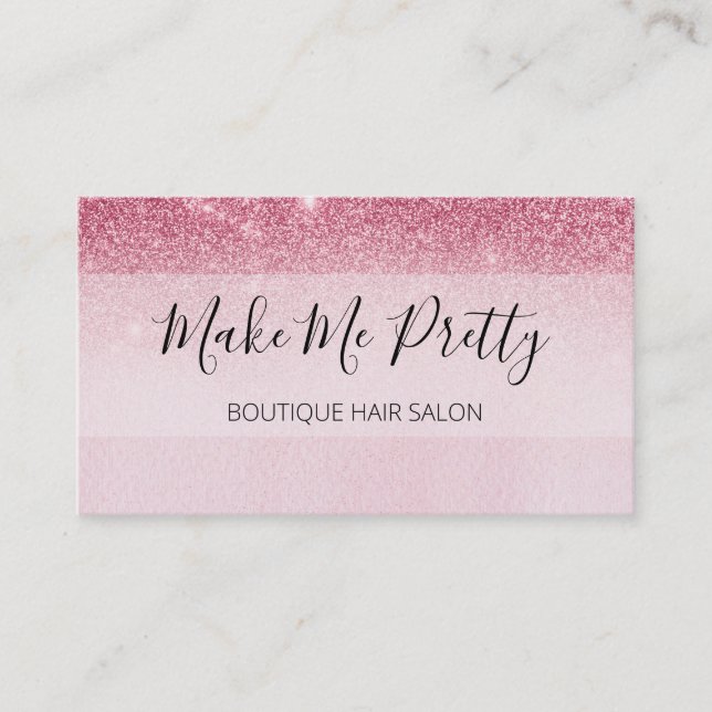 Glam Blush Pink Glitzer Ombre Pink Salon Girly Visitenkarte (Vorderseite)