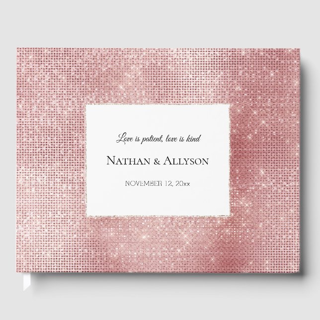 Glam Blush Pink Glitzy Sparkle Gästebuch (Vorderseite)