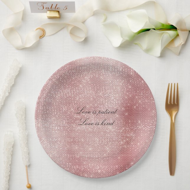 Glam Blush Pink Glitzy Sparkle Pappteller (Hochzeit)