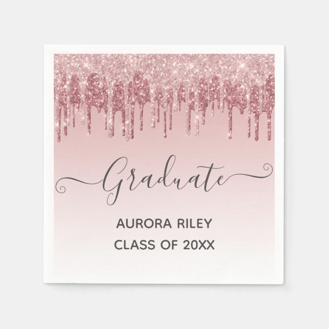 Glam Blush Pink Gold Drilling Glitzer Abschluss Serviette (Vorderseite)