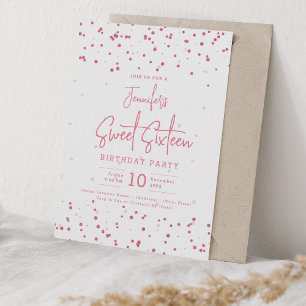 Glam Blush Pink Imitats Foil Dots Sweet 16 Party Einladung
