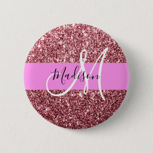 Glam Blush Pink Rose Gold Glitzer Sparklogramm Button
