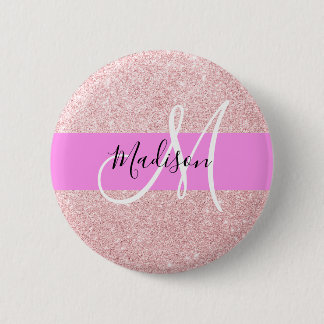 Glam Blush Pink Rose Gold Glitzer Sparklogramm Button