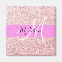 Glam Blush Pink Rosen Gold Glitter Funkel Monogram
