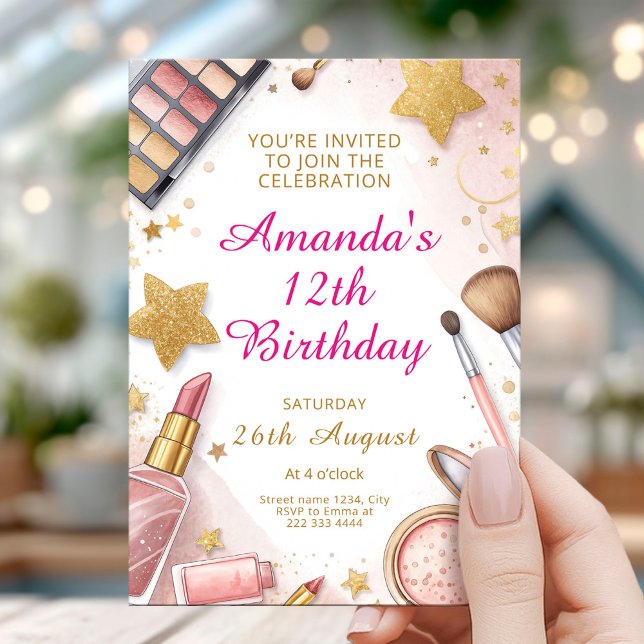 Glam Blush Pink Spa Birthday Party Einladung (Von Creator hochgeladen)