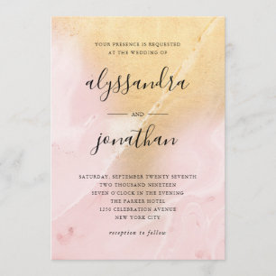 Glam Blush Pink und Gold Marmor Look   Hochzeit Einladung