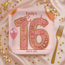 Glam Blush und Rose Gold Glanz Sweet Sixteen