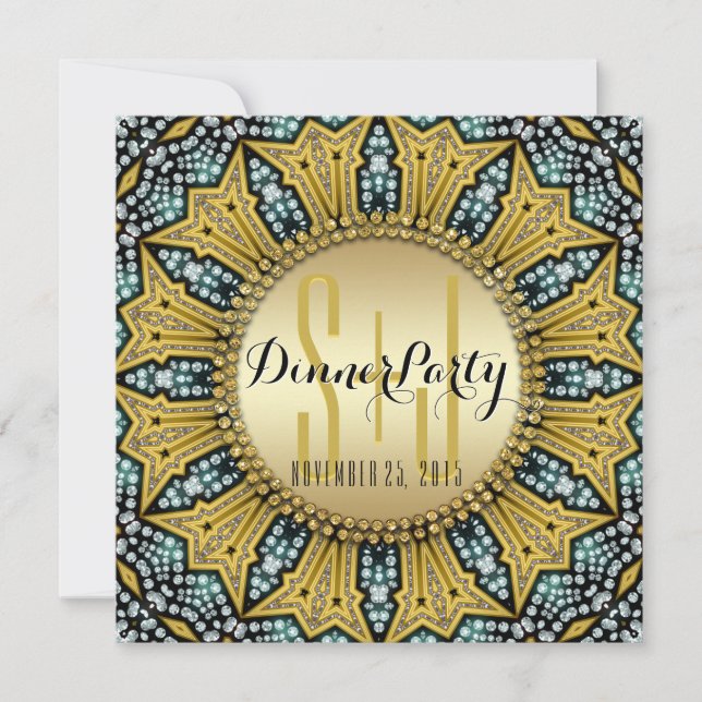 Glam Bohemian Superstar Dinner Party Invitations (Devant)