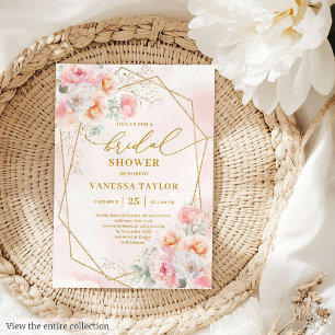 Glam Boho Blush Gold Glitzer Brautparty lädt ein Einladung